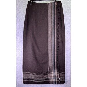 NWT VTG Liz Claiborne Wrap Skirt Womens 10 Wool Blend Brown Plaid Boho Fringe